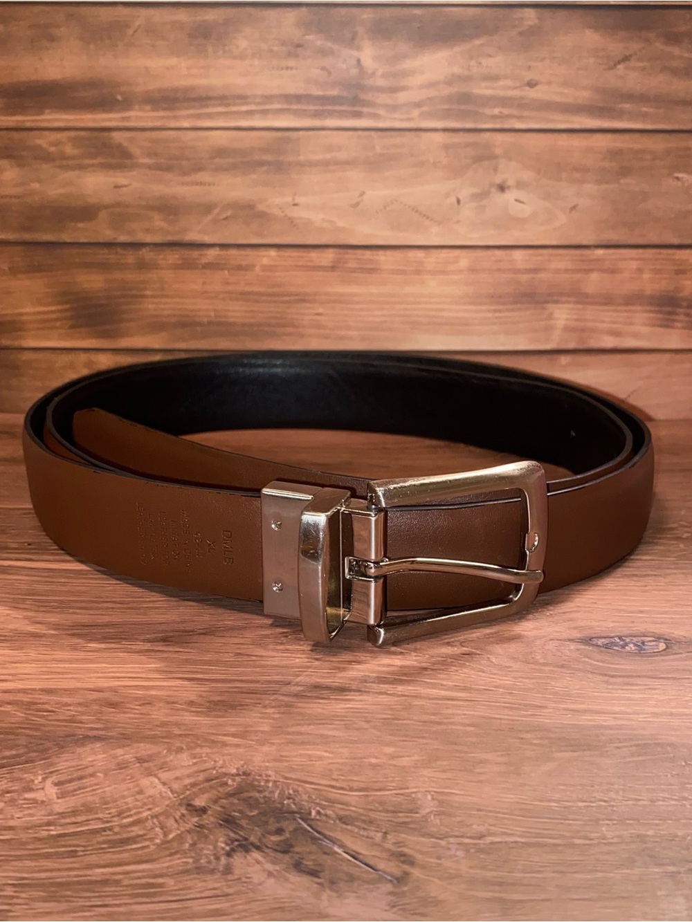 Men's Reversible Brown/Black Leather Belt with Silver Buckle XL 42-44